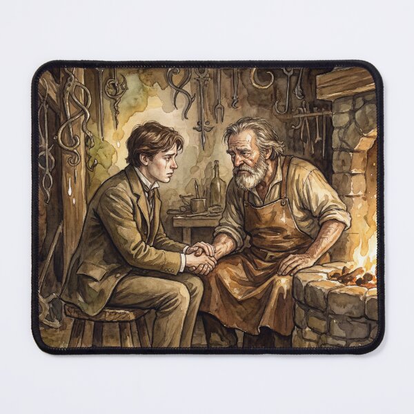 Item preview, Forge Reconciliation scene from David Copperfield Characters from Dickens series illustration watercolor art designed and sold by Vintage Designs +.
