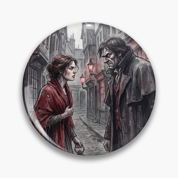 Item preview, Nancy argues with Sikes from Oliver Twist Characters from Dickens series illustration watercolor art designed and sold by Vintage Designs +.