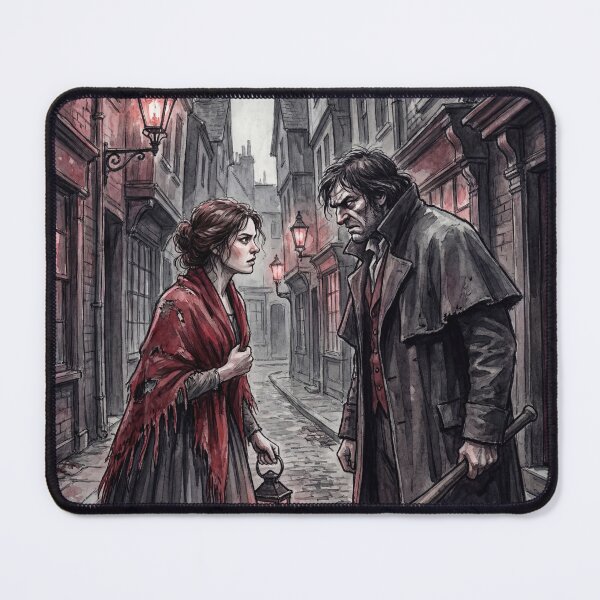Item preview, Nancy argues with Sikes from Oliver Twist Characters from Dickens series illustration watercolor art designed and sold by Vintage Designs +.