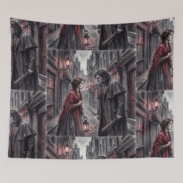 Item preview, Nancy argues with Sikes from Oliver Twist Characters from Dickens series illustration watercolor art designed and sold by Vintage Designs +.