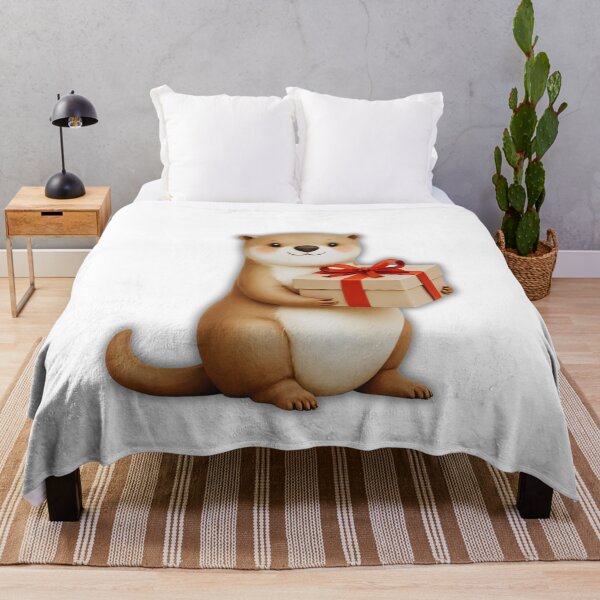 Item preview, Cute Winter Otter Holding a Present – Christmas Animal Lover Art designed and sold by Otterly Cute.