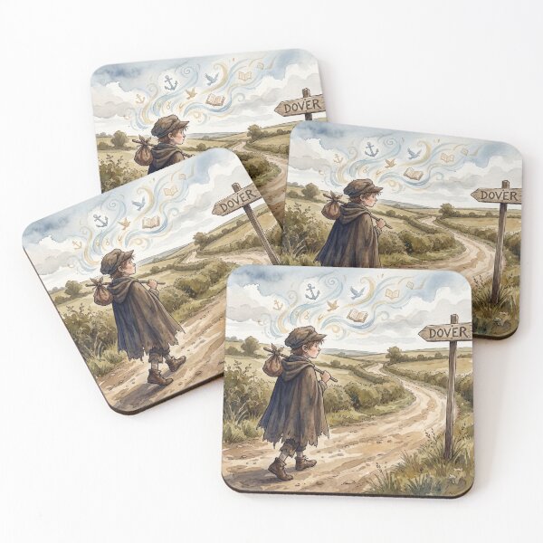 Item preview, Copperfield's Dover Hope Journey scene from David Copperfield Characters from Dickens series illustration watercolor art designed and sold by Vintage Designs +.
