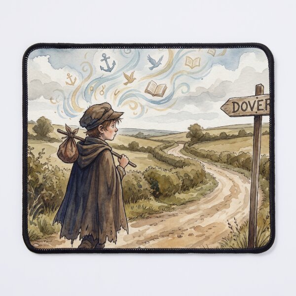 Item preview, Copperfield's Dover Hope Journey scene from David Copperfield Characters from Dickens series illustration watercolor art designed and sold by Vintage Designs +.