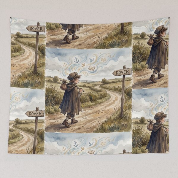 Item preview, Copperfield's Dover Hope Journey scene from David Copperfield Characters from Dickens series illustration watercolor art designed and sold by Vintage Designs +.