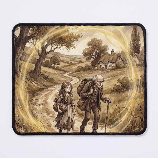 Item preview, Little Nell Trent and her Grandfather from the Old Curiosity Shop Characters from Dickens series illustration watercolor art designed and sold by Vintage Designs +.