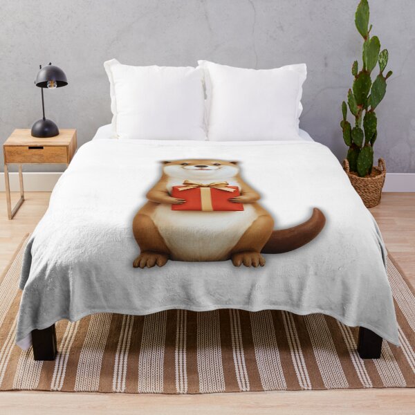Item preview, Adorable Holiday Otter with Gift – Cute Christmas Illustration designed and sold by Otterly Cute.