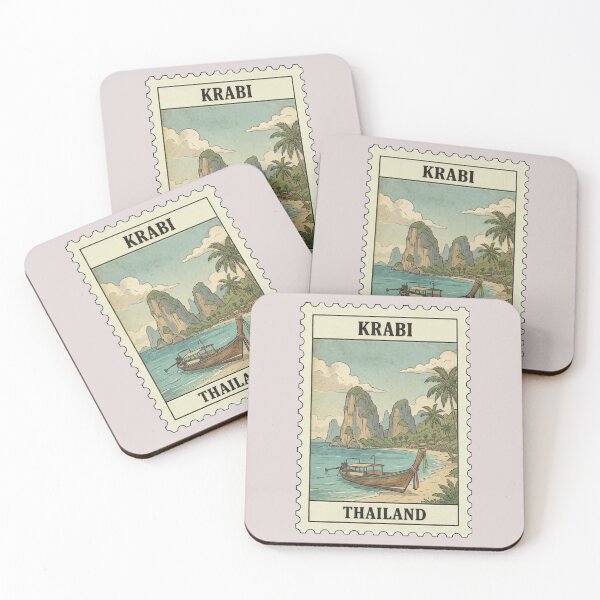 Item preview, Vintage Travel Krabi Thailand Stamp designed and sold by allaboutstamps.
