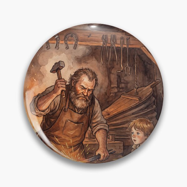 Item preview, Joe Gargery's forge scene from Great Expectations Shop Characters from Dickens series illustration watercolor art designed and sold by Vintage Designs +.
