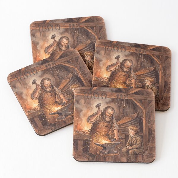 Item preview, Joe Gargery's forge scene from Great Expectations Shop Characters from Dickens series illustration watercolor art designed and sold by Vintage Designs +.
