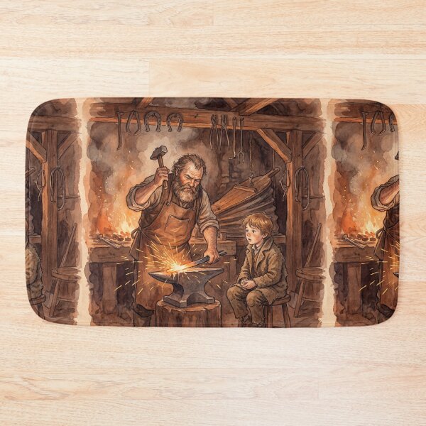 Item preview, Joe Gargery's forge scene from Great Expectations Shop Characters from Dickens series illustration watercolor art designed and sold by Vintage Designs +.