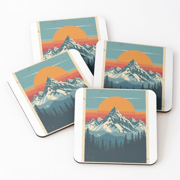 Item preview, Retro Mountain Sunset Poster – Vintage Landscape Illustration designed and sold by Activity01.