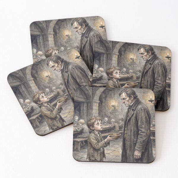 Item preview, Please sir, can i have some more?  from Oliver Twist Characters from Dickens series illustration watercolor art designed and sold by Vintage Designs +.