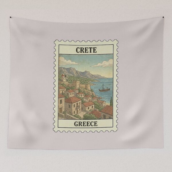 Item preview, Vintage Crete Greece Travel Stamp designed and sold by allaboutstamps.