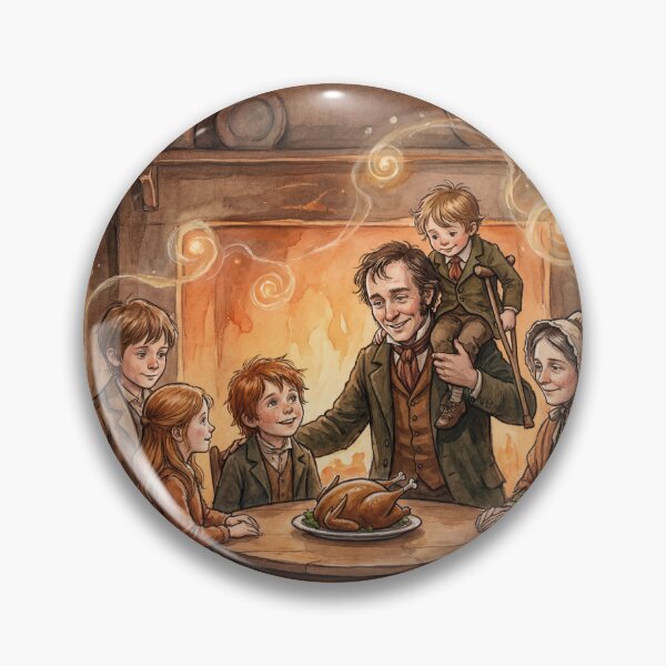 Item preview, Cratchit Christmas Dinner scene from a Christmas Carol characters from Dickens series illustration watercolor art designed and sold by Vintage Designs +.