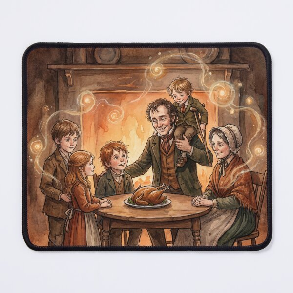Item preview, Cratchit Christmas Dinner scene from a Christmas Carol characters from Dickens series illustration watercolor art designed and sold by Vintage Designs +.