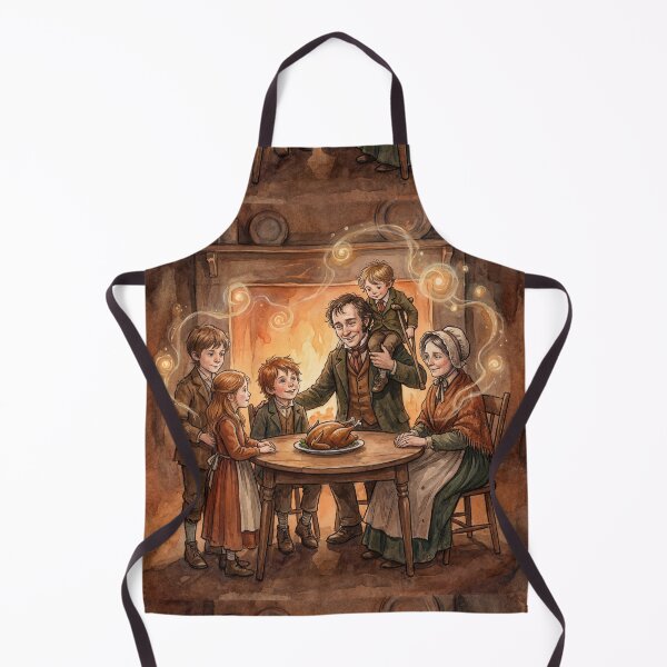 Item preview, Cratchit Christmas Dinner scene from a Christmas Carol characters from Dickens series illustration watercolor art designed and sold by Vintage Designs +.