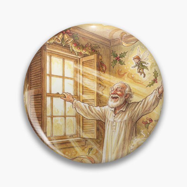 Item preview, Scrooge's Christmas morning scene from a Christmas Carol characters from Dickens series illustration watercolor art designed and sold by Vintage Designs +.