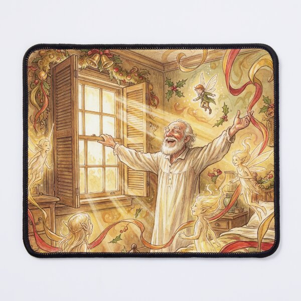 Item preview, Scrooge's Christmas morning scene from a Christmas Carol characters from Dickens series illustration watercolor art designed and sold by Vintage Designs +.
