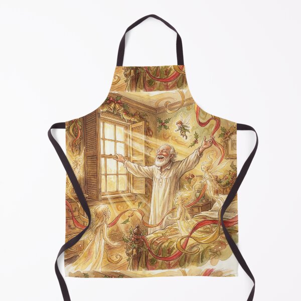 Item preview, Scrooge's Christmas morning scene from a Christmas Carol characters from Dickens series illustration watercolor art designed and sold by Vintage Designs +.