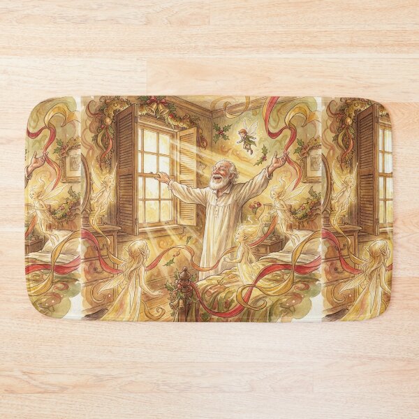 Item preview, Scrooge's Christmas morning scene from a Christmas Carol characters from Dickens series illustration watercolor art designed and sold by Vintage Designs +.