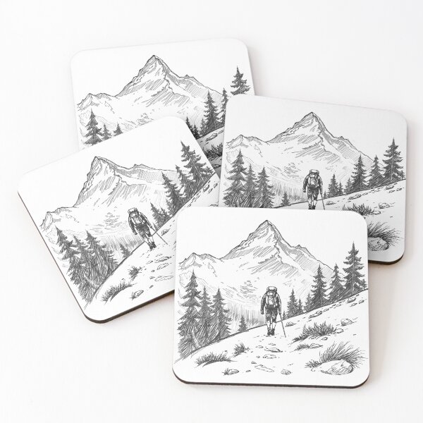Item preview, Mountain Hiker Sketch – Hand Drawn Hiking Line Art Illustration designed and sold by Activity01.