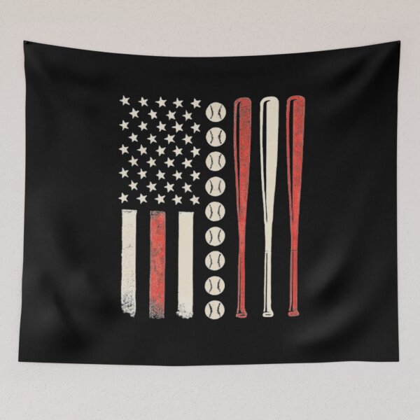 Aperçu de l'œuvre Bâton de baseball orné d'un drapeau patriotique créée et vendue par flagylART.