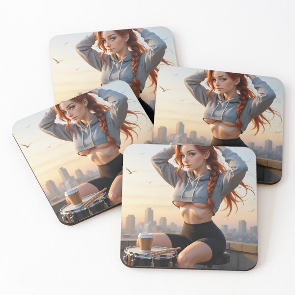 Item preview, Rowan with drums on rooftop at sunset designed and sold by CathryneDelamort.