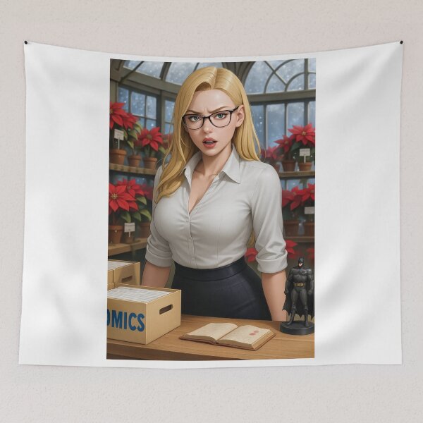 Item preview, Ilya with poinsettia in greenhouse setting designed and sold by CathryneDelamort.