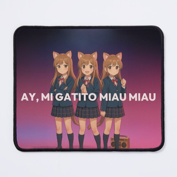 Item preview, AY, MI GATITO MIAU MIAU - Kawaii Cat Meme Trio Illustration designed and sold by Mog Mog Eatalot – Tokyo x A’dam Mashup.