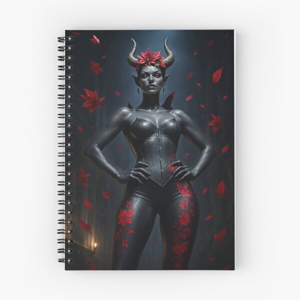 Item preview, Black horned demon woman with poinsettia flowers designed and sold by CathryneDelamort.
