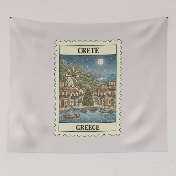 Item preview, Vintage Crete Greece Christmas Travel Stamp designed and sold by allaboutstamps.