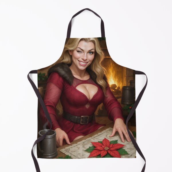 Item preview, Astrid smiles beside poinsettia on festive map designed and sold by CathryneDelamort.