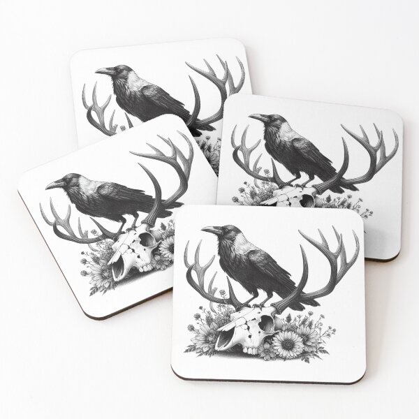 Item preview, Deer Skull and the Crow – Gothic Nature Symbolism Design designed and sold by denip.