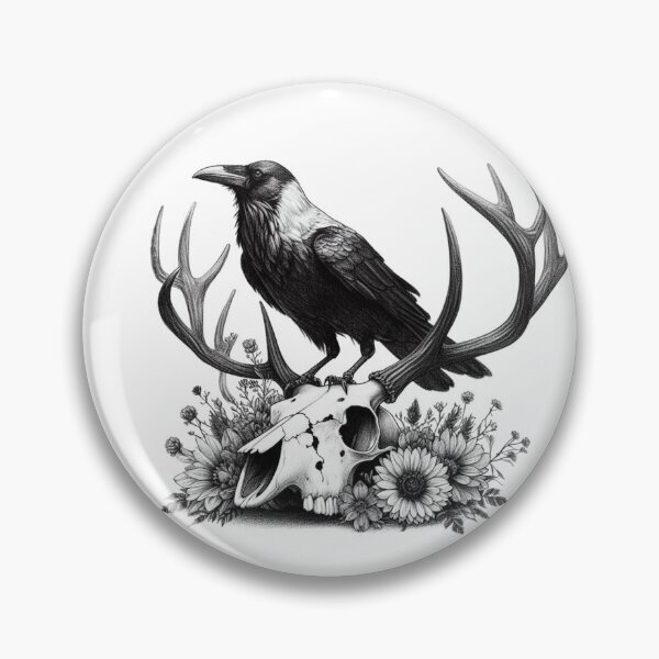 Item preview, Deer Skull and the Crow – Gothic Nature Symbolism Design designed and sold by denip.