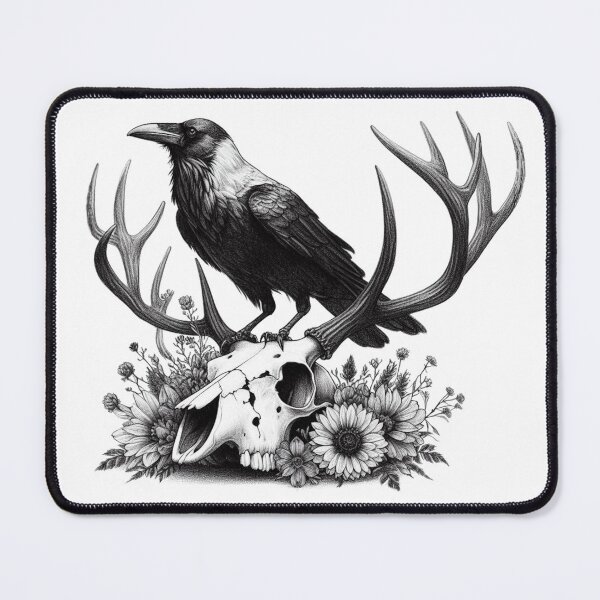 Item preview, Deer Skull and the Crow – Gothic Nature Symbolism Design designed and sold by denip.