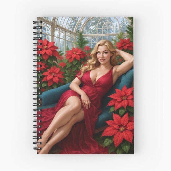Item preview, Astrid in red dress among poinsettias designed and sold by CathryneDelamort.
