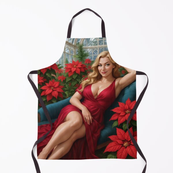 Item preview, Astrid in red dress among poinsettias designed and sold by CathryneDelamort.