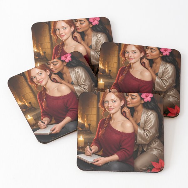 Item preview, Rowan x Shanti cozy by poinsettia fireplace glow designed and sold by CathryneDelamort.