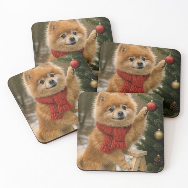 Item preview, Bafik Adventure Collection - Pomeranian Girl Decorating Christmas Tree designed and sold by TsvietkovaArt.