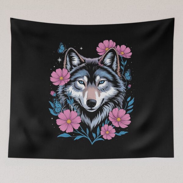 Item preview, Cute Wolf With Flowers I Kids Wolf 1  designed and sold by MyzoToyota.
