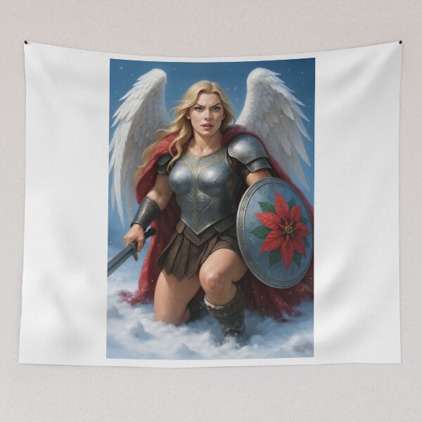 Item preview, Astrid silver armor wings poinsettia shield snow designed and sold by CathryneDelamort.