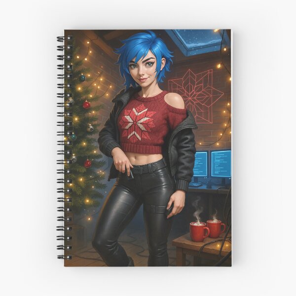 Item preview, Cipher in red poinsettia sweater and leather pants designed and sold by CathryneDelamort.