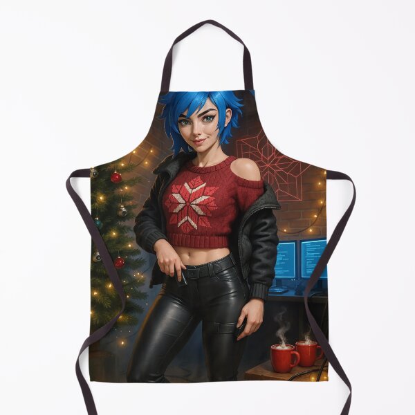 Item preview, Cipher in red poinsettia sweater and leather pants designed and sold by CathryneDelamort.