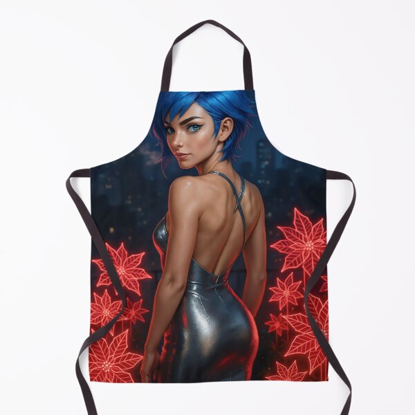 Item preview, Cipher Dress Glowing Poinsettias Night City designed and sold by CathryneDelamort.