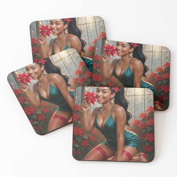 Item preview, Shanti in green satin dress with poinsettias designed and sold by CathryneDelamort.