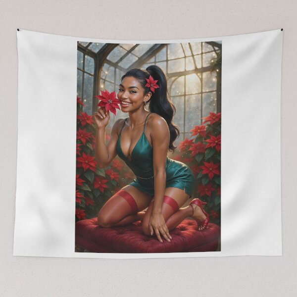 Item preview, Shanti in green satin dress with poinsettias designed and sold by CathryneDelamort.
