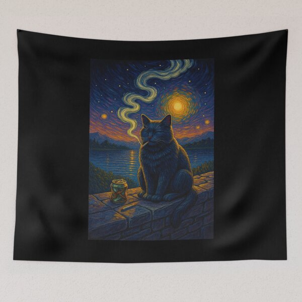 Item preview, starry night smooky cat designed and sold by IdealDo.