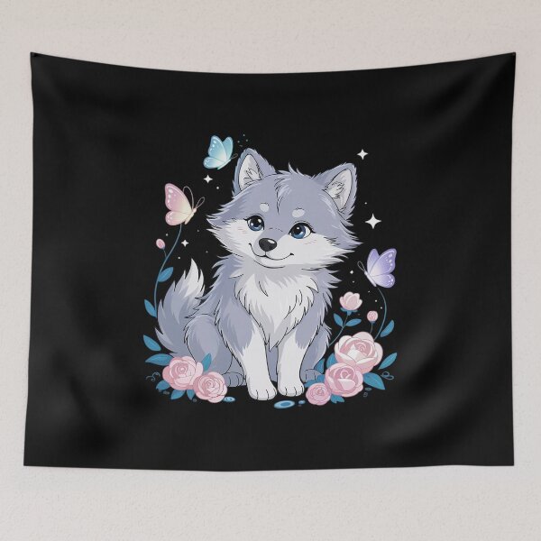 Item preview, Cute Wolf With Flowers I Kids Wolf 2  designed and sold by MyzoToyota.