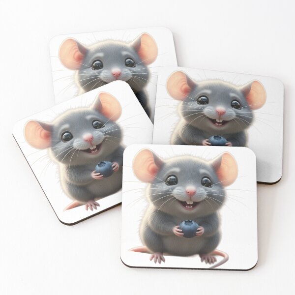 Item preview, Smiling Little Mouse Holding a Blueberry - Adorable Kawaii Rodent Art designed and sold by JanRizz.