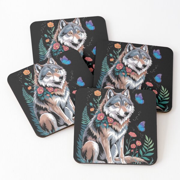 Item preview, Cute Wolf With Flowers I Kids Wolf  designed and sold by MyzoToyota.